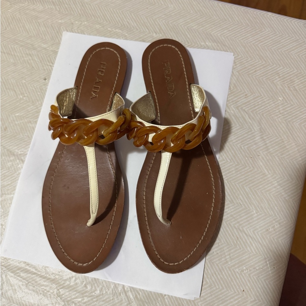 Prada Sandals with Brown Accents